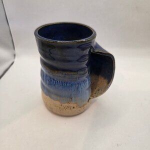 Handmade Pottery Mug Ceramic Blue Wheel Thrown Handwarmer Coffee Tea Cup Artist